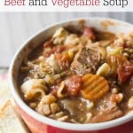 Filled with pantry staple items and inexpensive meat, this Slow Cooker Beef and Vegetable Soup from Marty's Musings is both delicious and hardy for the whole family!