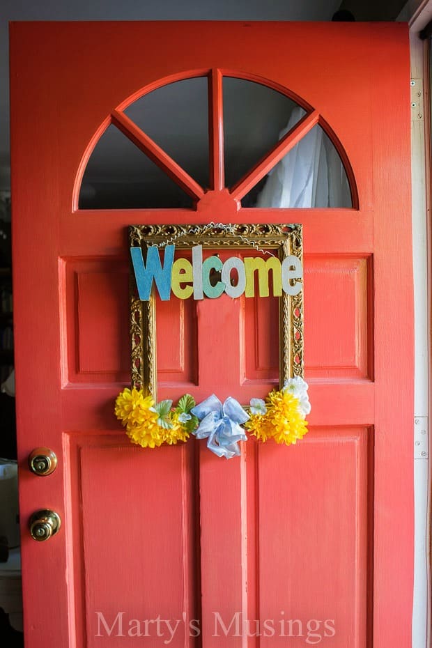 4. Picture Frame Front Door Wreath by Marty's Musings