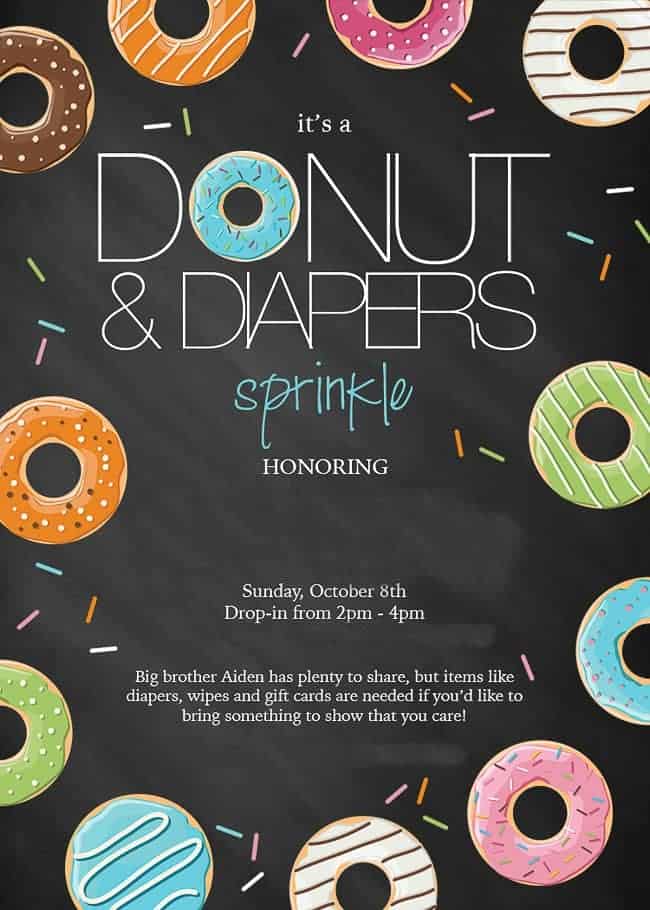 diapers and donuts baby shower printable invitation