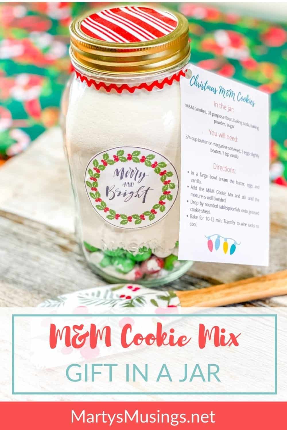 M&M Cookie Mix in a Jar Gift - Marty's Musings