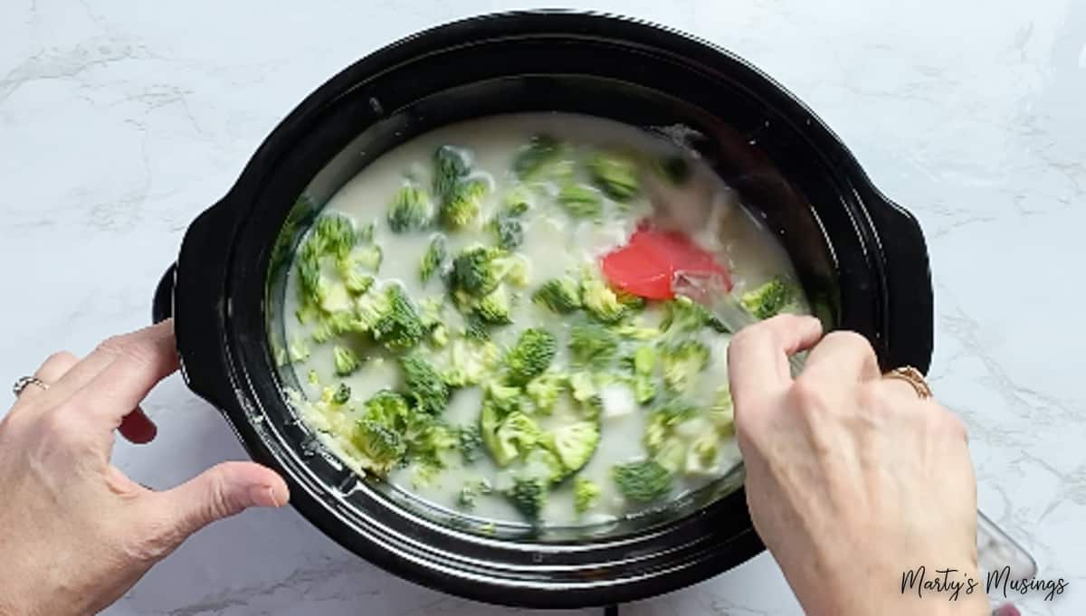Slow Cooker Broccoli Cheddar Soup - Marty's Musings