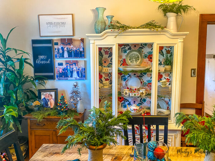 Craftsman style home dining room decorated for Christmas